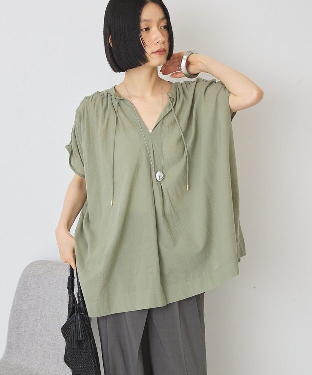 AMERICAN HOLIC フレンチスリーブスキッパーブラウス Khaki