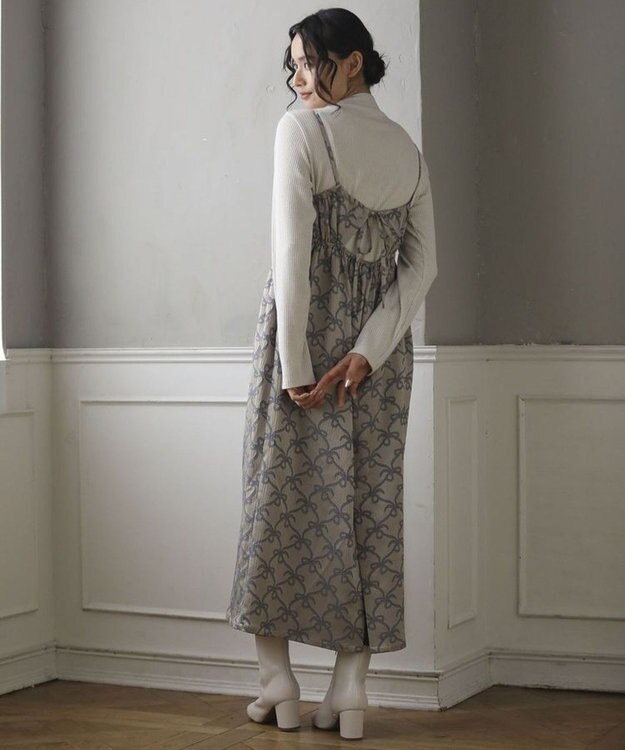 Green Parks ・ＳＵＧＡＲＳＰＯＯＮリボンジャカードキャミワンピ Beige