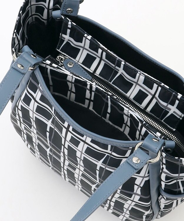 Y'SACCS ドローイングチェックトートバッグ ネイビー