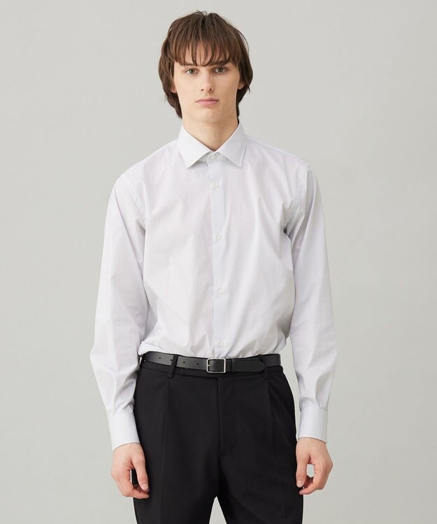 UNFILO MENS ドライ ストレッチ ドレスシャツ ブラックストライプ