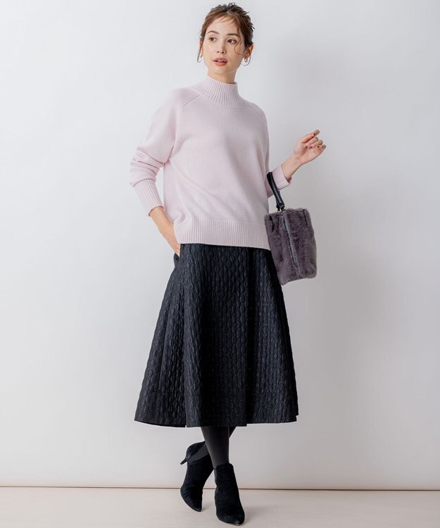 組曲 【8色展開・WEB限定】ウールカシミヤミックス ハイネック ニット アイスピンク系