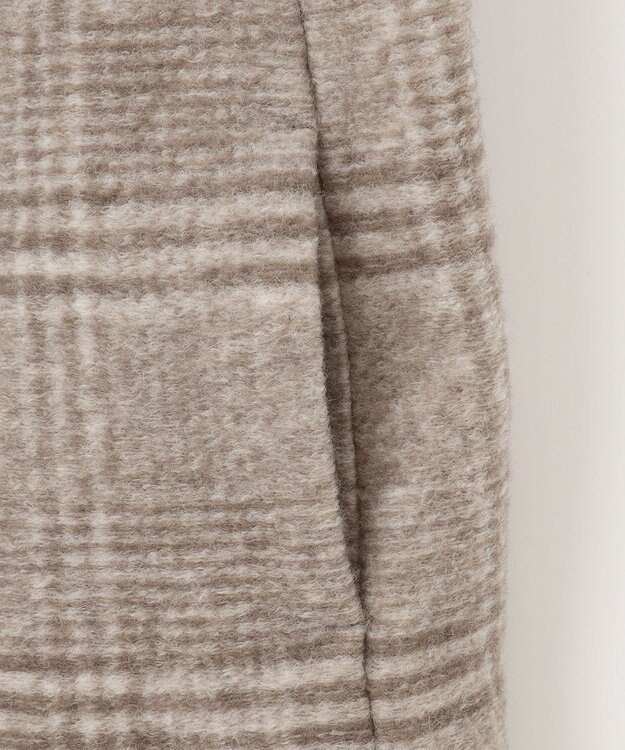 J.PRESS LADIES 【キルトピン付き】ECOLANAスライバーチェック フーデットアウター ブラウン系3