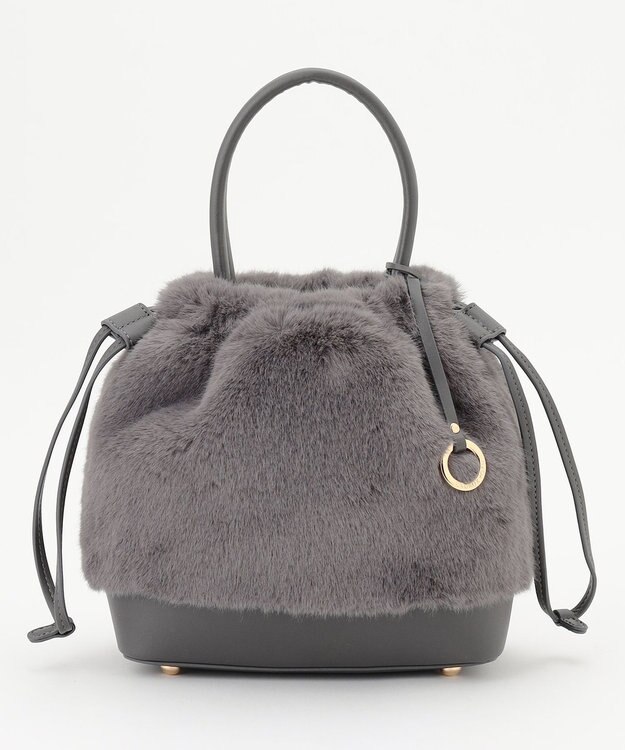 組曲 ファーバケットコンビ バッグ チャコールグレー系