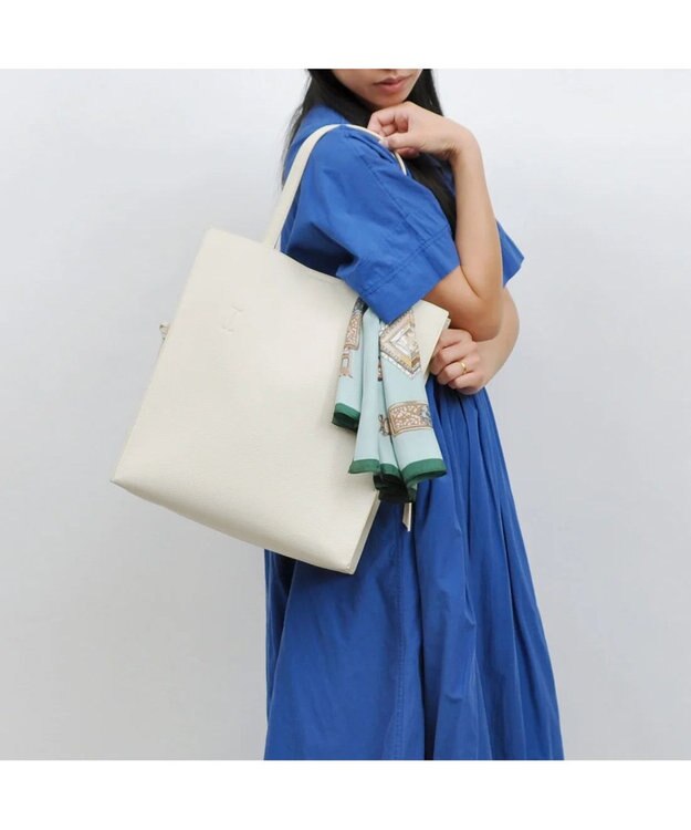 UNBILLION cachecache ビッグスカーフ付きサイド結びトート アイボリー