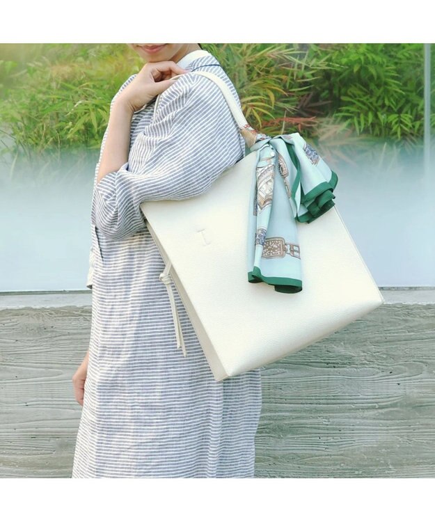 UNBILLION cachecache ビッグスカーフ付きサイド結びトート アイボリー