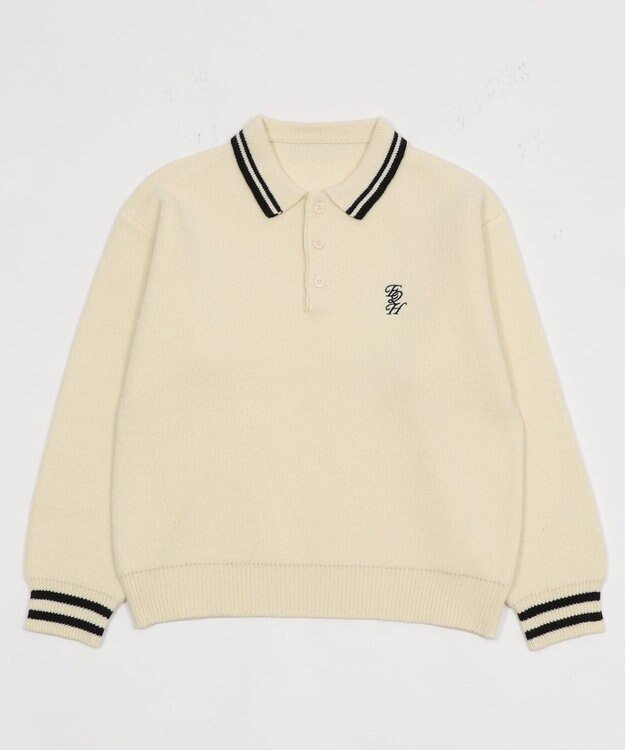 WEGO 【ユニセックス着用ITEM】ワンポイント刺繍ニットポロ ホワイト