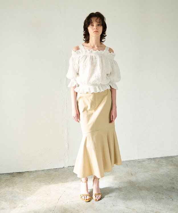 GRACE CONTINENTAL ドルマンフクレジャガードニットトップ ホワイト