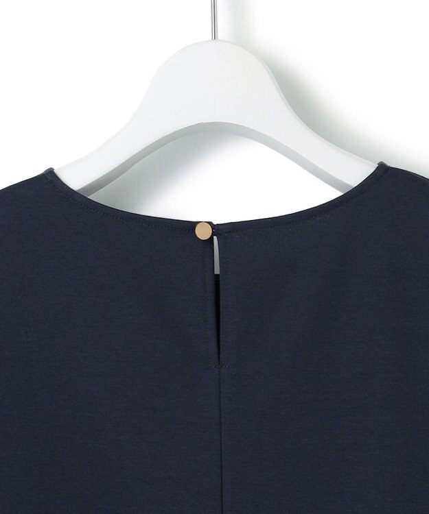 23区 L 【洗える】コットンポンチコンビジャージー ペプラム カットソー ネイビー系