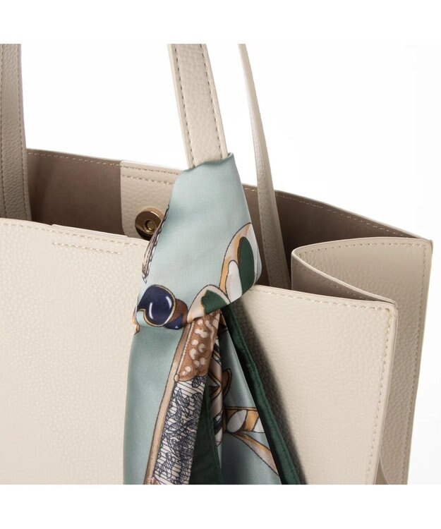 UNBILLION cachecache ビッグスカーフ付きサイド結びトート アイボリー