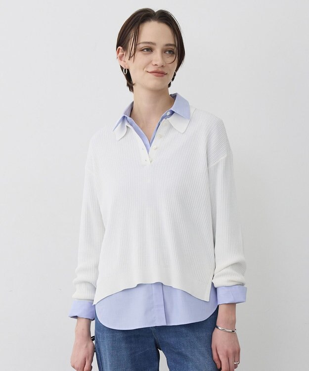 ICB L マーセライズコットンポロ ニット オフホワイト