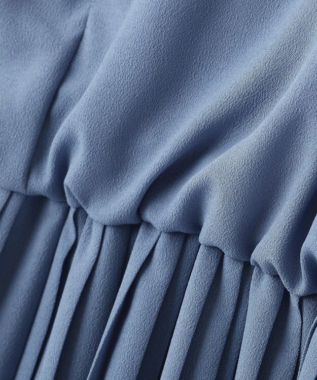 YECCA VECCA ジョーゼットプリーツワンピース Blue