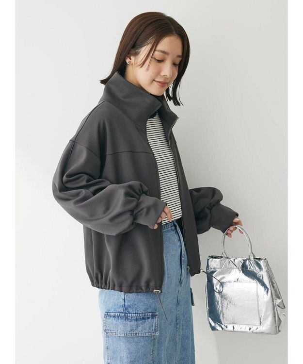 Green Parks トラックジャケット風カットカーディガン Charcoal Gray