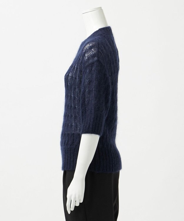 23区 S 【R(アール)】モヘヤ混 ケーブルニット ネイビー系