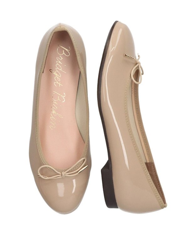 Bridget Birkin 【Bridget Birkin】ラウンドトゥリボンレインフラットパンプス ベージュエナメル