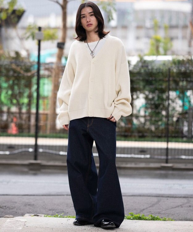 WEGO 【ユニセックス着用ITEM/MLサイズ展開】クロップドカーディガン オフホワイト