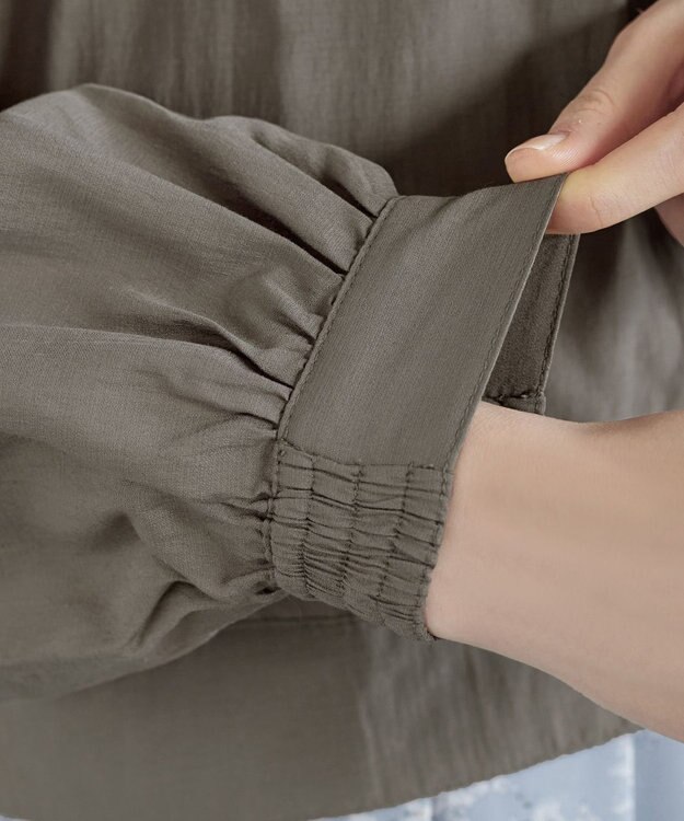 Tiaclasse L 麻調襟ギャザーシアーブルゾン モカ