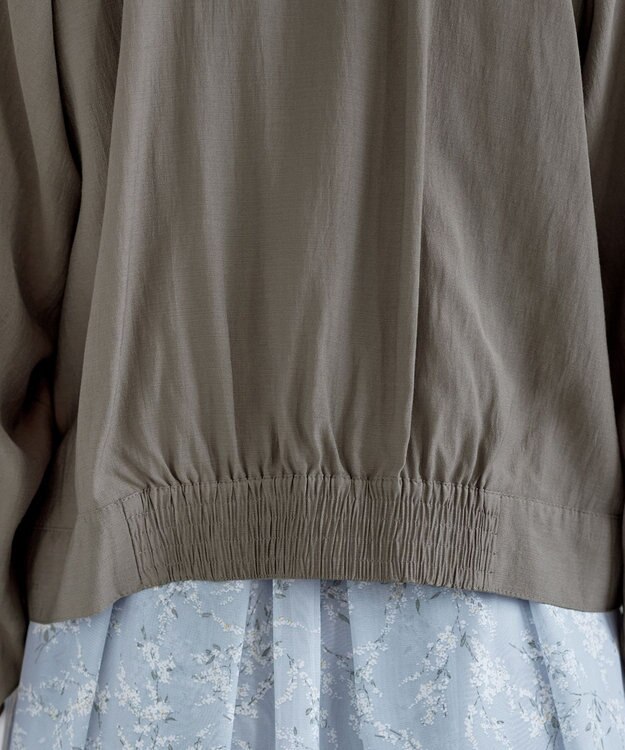 Tiaclasse L 麻調襟ギャザーシアーブルゾン モカ