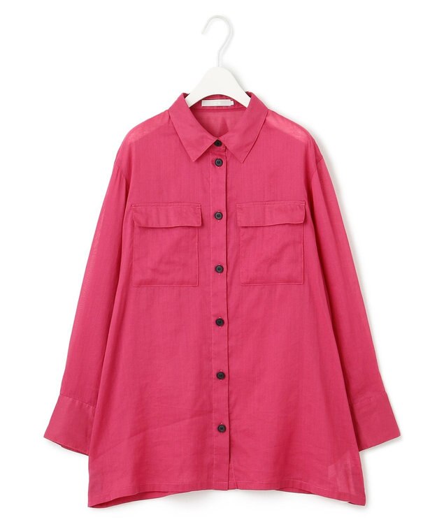 ICB 【洗える】ラミーコットンボイル シアーシャツ フューシャピンク系