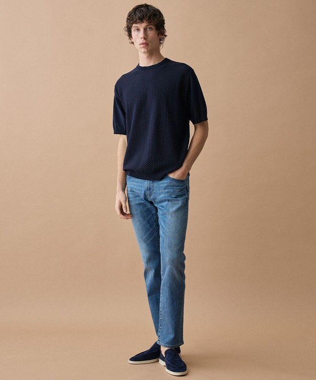 JOSEPH ABBOUD 【サステイナブル・オーガニックコットン使用】オーガニッククール ニット Tシャツ ネイビー系