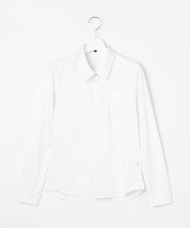 23区GOLF 【WOMEN】ワッペンプリント鹿の子シャツ ホワイト系