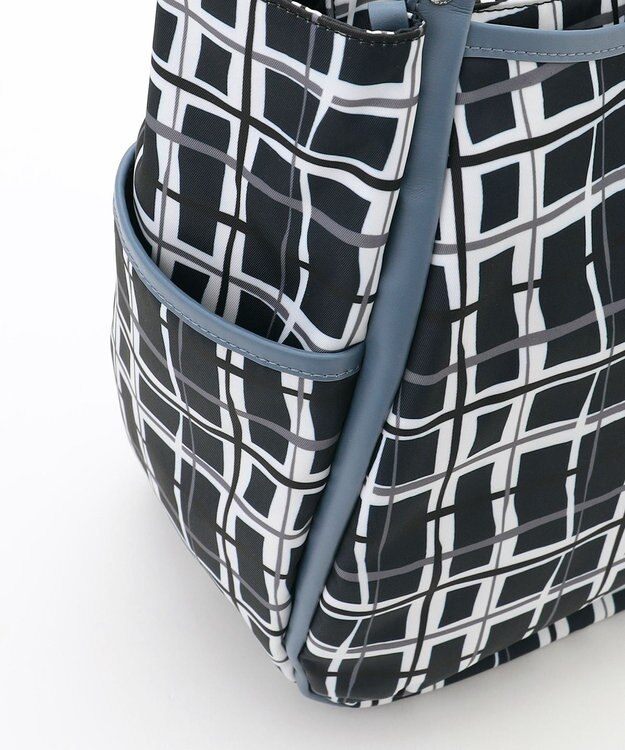 Y'SACCS ドローイングチェックトートバッグ ネイビー