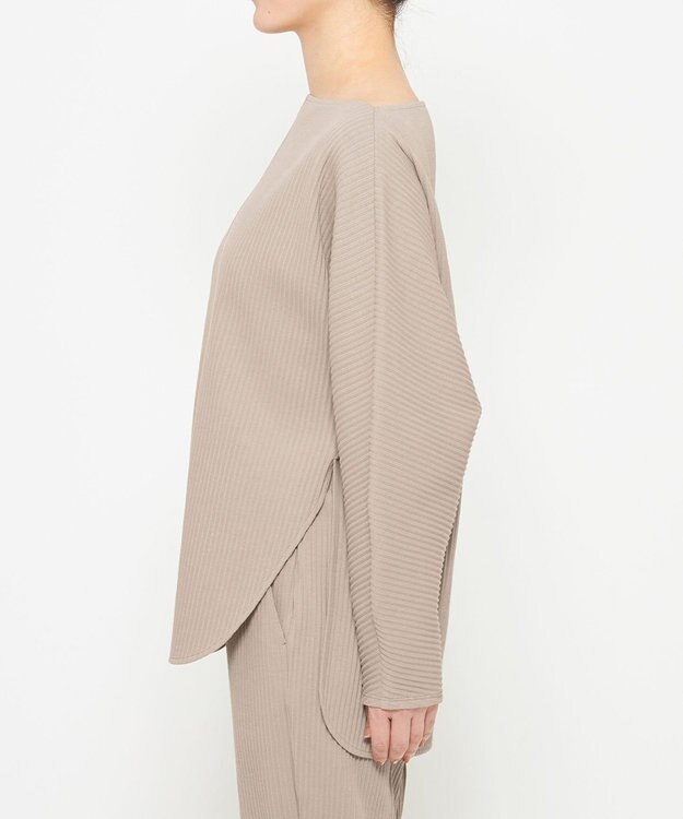 uncrave プリーツリブ ドルマンスリーブトップス グレージュ