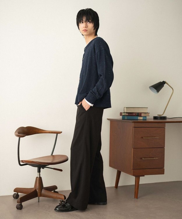 WEGO 【セットアップ対応】ワイドストレートスラックス ブラック