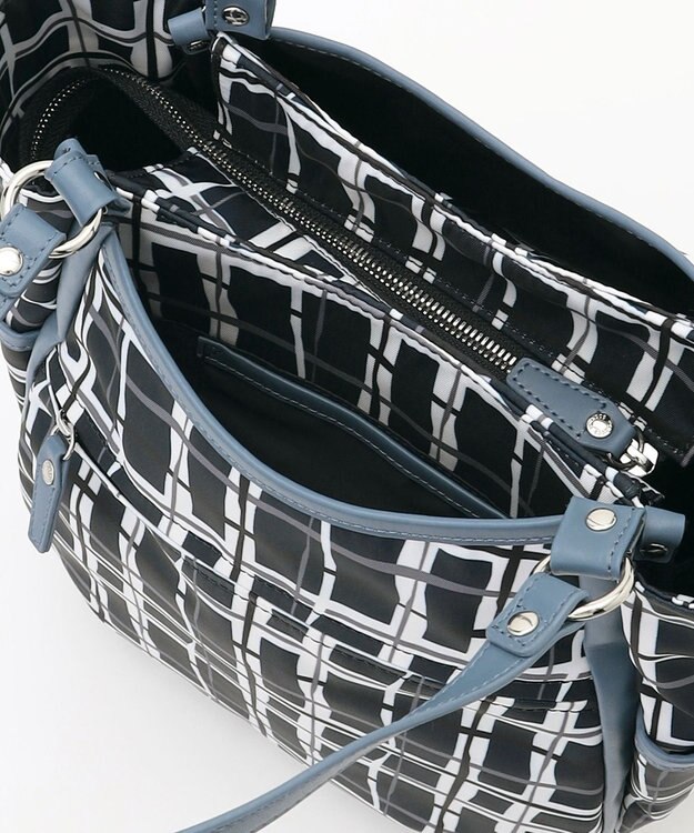 Y'SACCS ドローイングチェックトートバッグ ネイビー