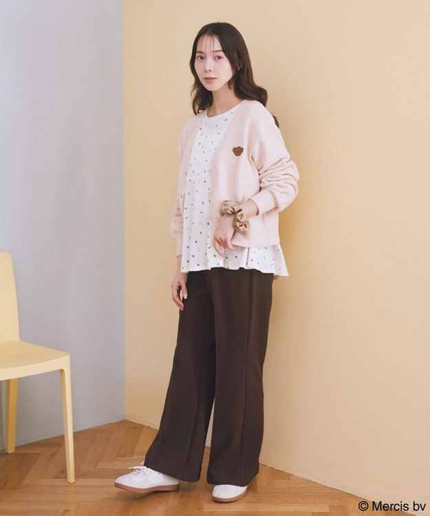 earth music&ecology miffy/earth モコモコカーディガン ピンクベージュ