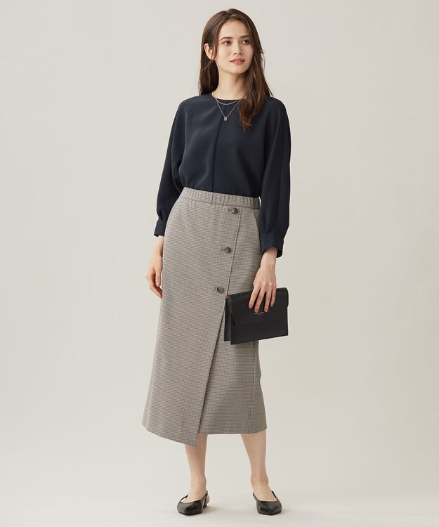 自由区 S 【撥水加工・洗える】TRギャバチェック柄 スカート ベージュ系チェック