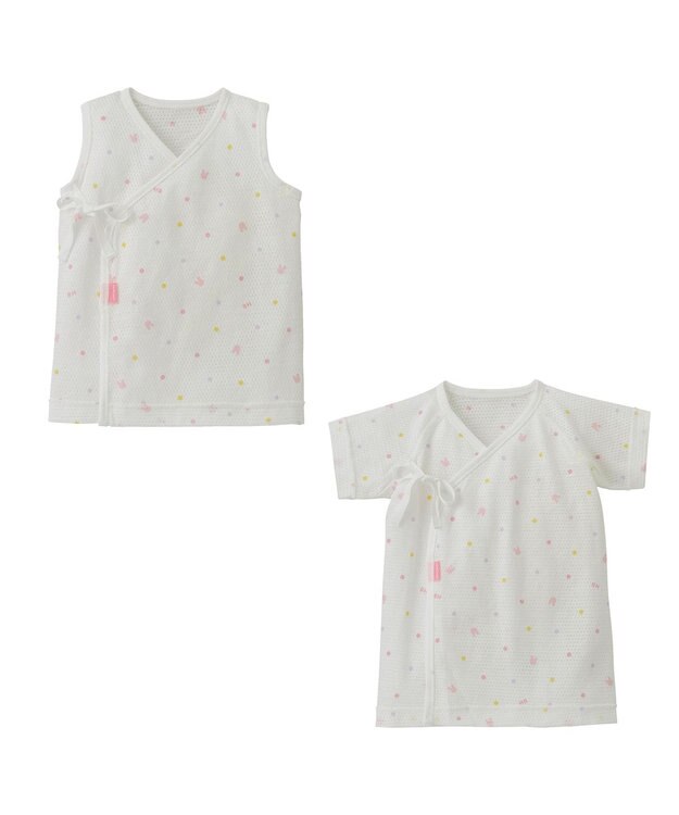 MIKI HOUSE HOT BISCUITS メッシュ短肌着2枚セット ピンク