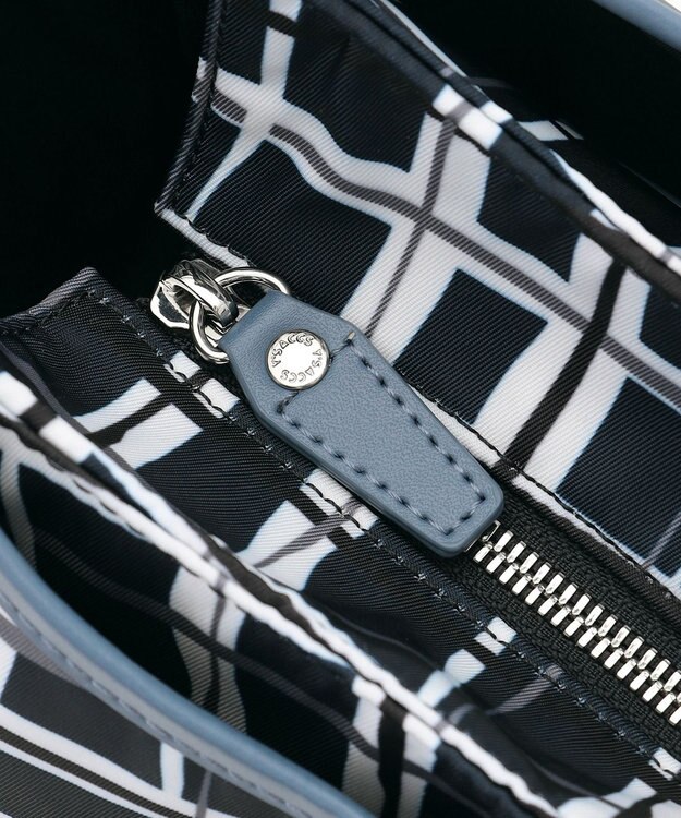 Y'SACCS ドローイングチェックトートバッグ ネイビー