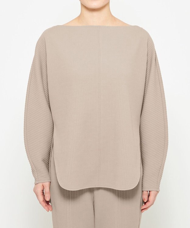 uncrave プリーツリブ ドルマンスリーブトップス グレージュ