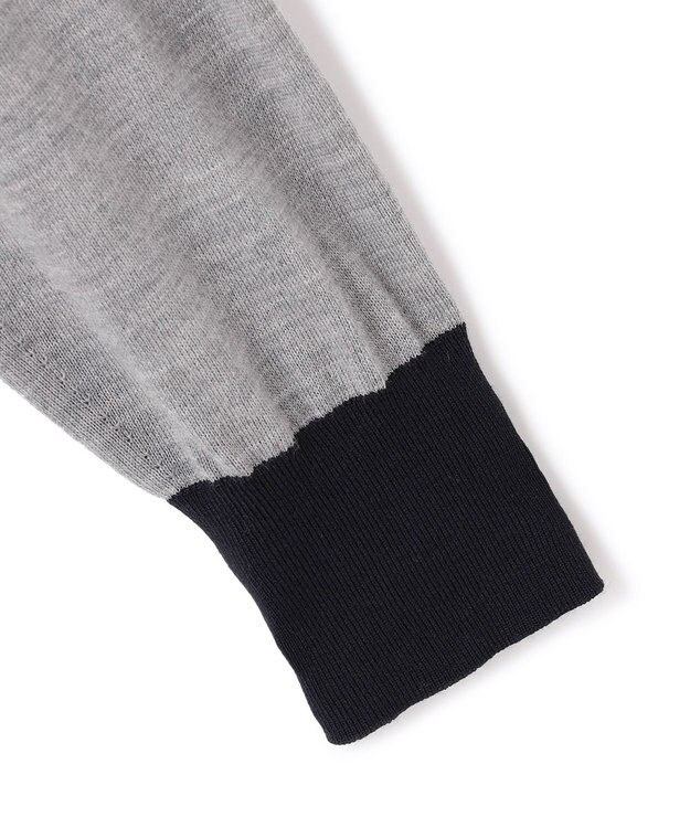 23区 S 【洗える】サステナブルウール Vネック バイカラー カーディガン ライトグレー×ネイビー