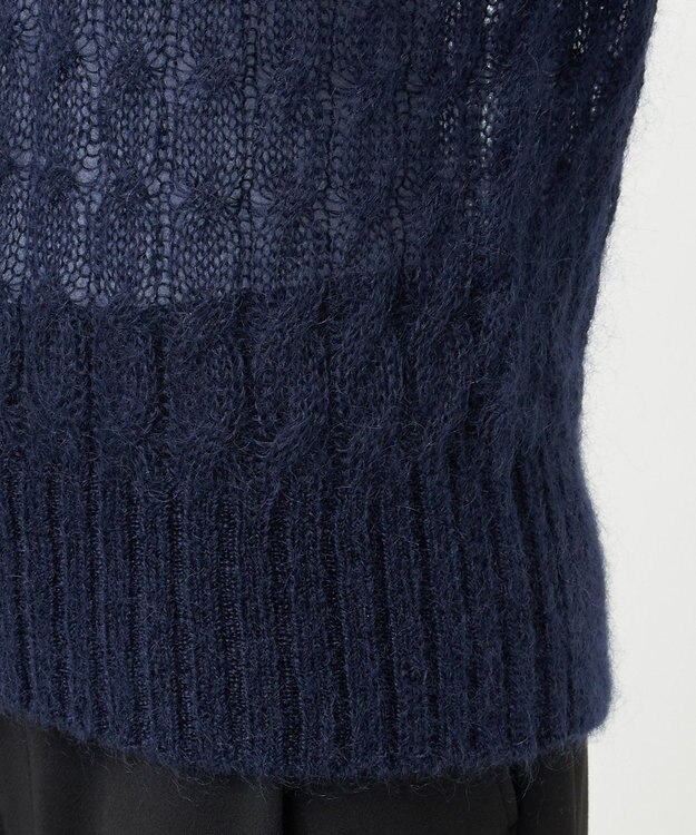 23区 S 【R(アール)】モヘヤ混 ケーブルニット ネイビー系