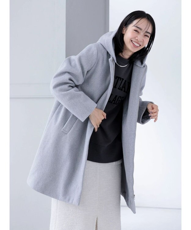 Green Parks ２ｗａｙフード取り外し比翼コート Gray