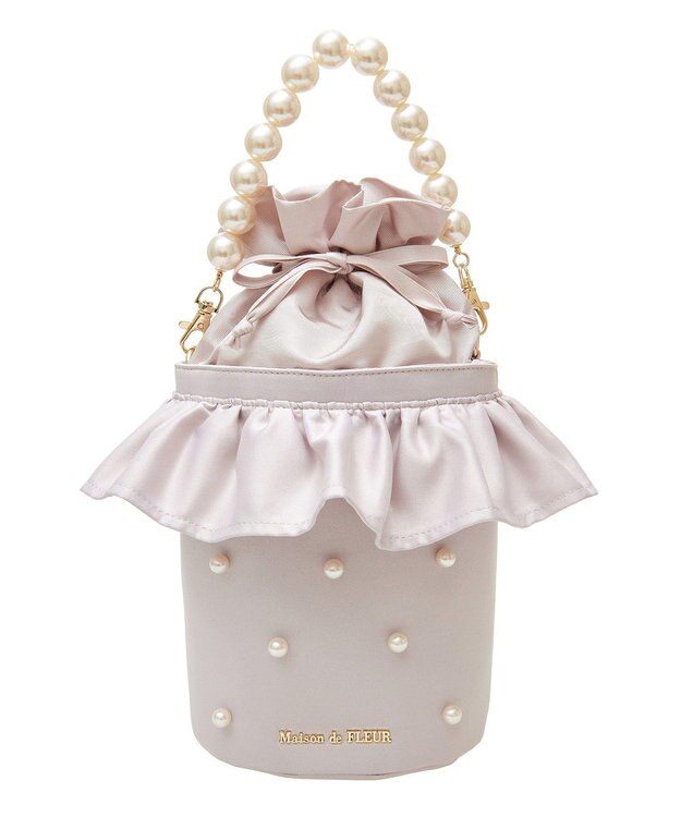 Maison de FLEUR パール２Ｗａｙフリル巾着バッグ Grayish Pink