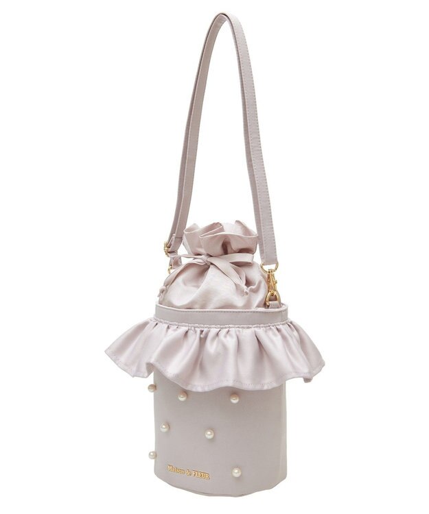 Maison de FLEUR パール２Ｗａｙフリル巾着バッグ Grayish Pink
