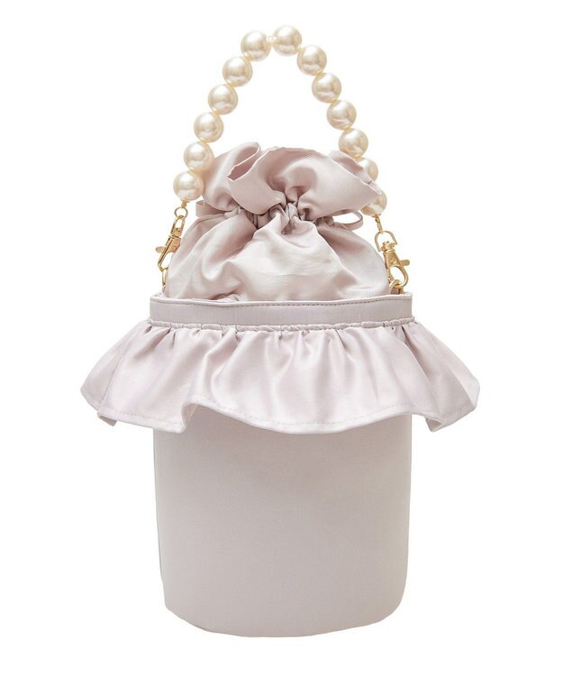 Maison de FLEUR パール２Ｗａｙフリル巾着バッグ Grayish Pink