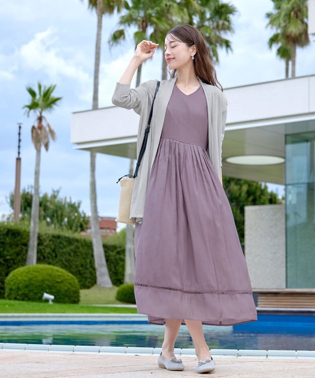 Tiaclasse ロングトッパーカーディガン グレー