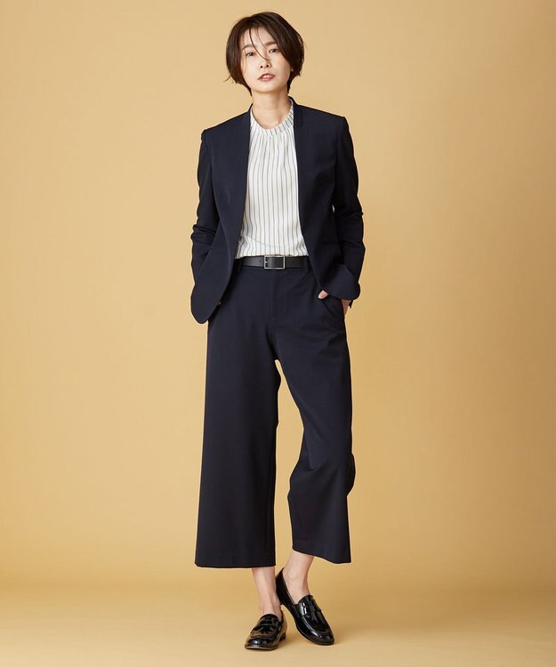 J.PRESS LADIES 【洗える】アルガンシルク ワイドパンツ ネイビー系