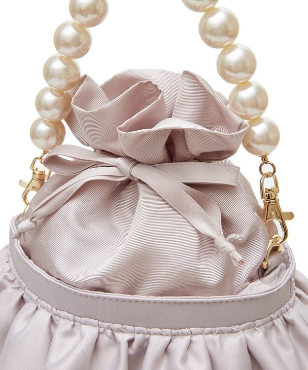 Maison de FLEUR パール２Ｗａｙフリル巾着バッグ Grayish Pink