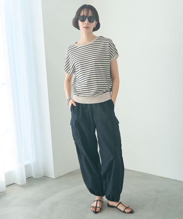 UNFILO スゴ機能 コンパクトニットT グレージュ×ブラック