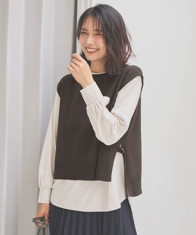 ANY 【洗濯機可】オーガニックコットンベスト ブラウン