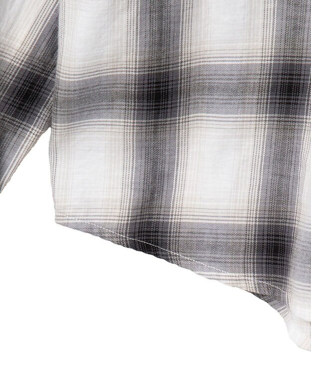 WEGO オンブレチェックグラフィックシャツ（LS） ホワイトチェック1