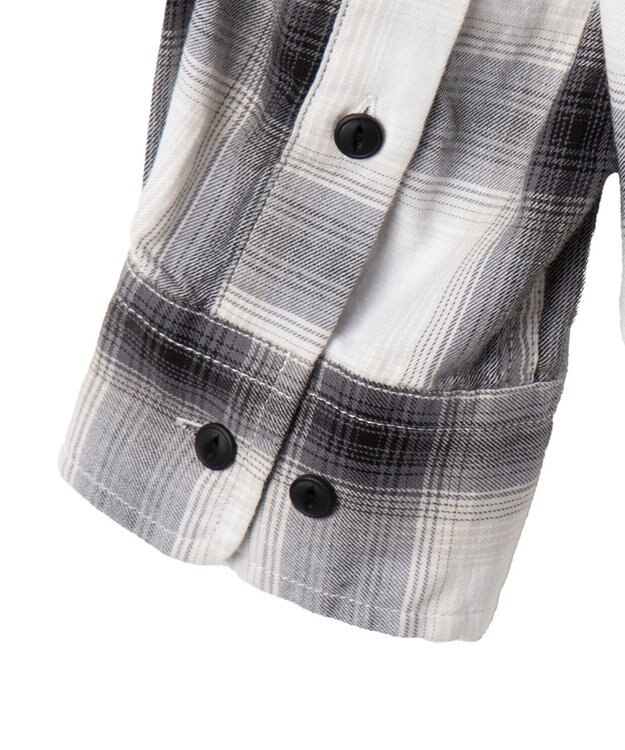 WEGO オンブレチェックグラフィックシャツ（LS） ホワイトチェック1