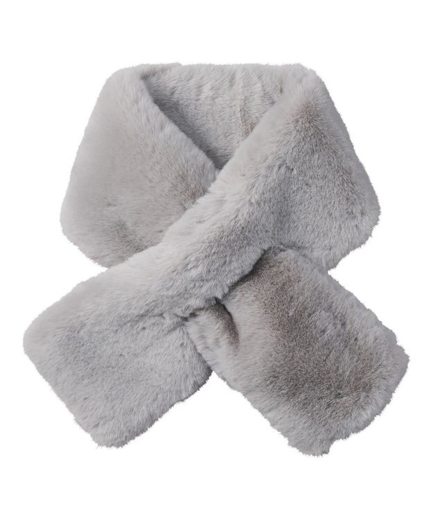 MOONBAT estaa【洗える】ポメラニアンみたいなふわふわフェイクファーマフラー ライトグレー