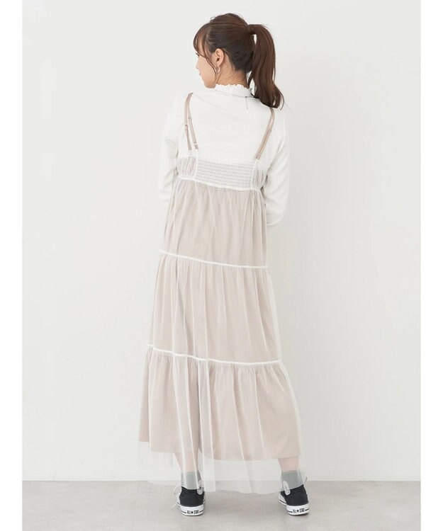 earth music&ecology ＳＥＴ２点ティアードペチドレス＋チュールワンピース White