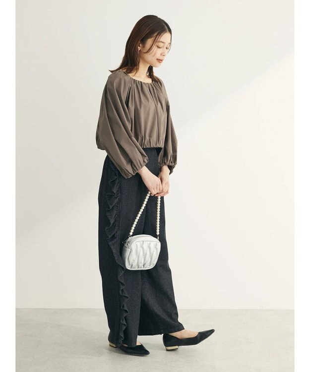 Green Parks ■ＥＳＣＡＲ　ギャザーショートプルオーバー Gray Beige