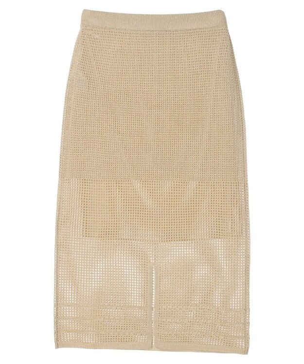 Green Parks ２ｗａｙ　メッシュ編みニットＩラインスカート（ペチ付き） Gold